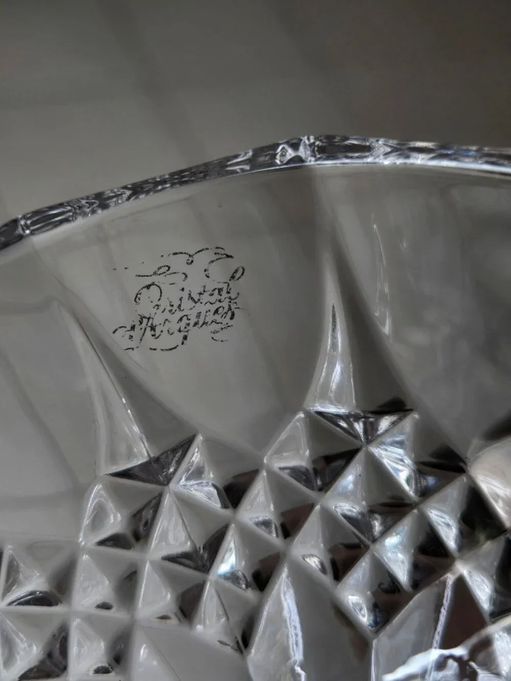 Crystal DArques Sugar Bowl, Candy Dish With Lid Diamond Design